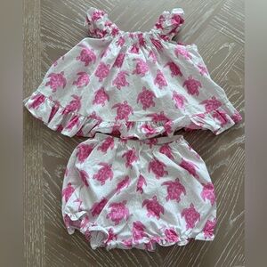 Pink Turtle Print Kids Outfit